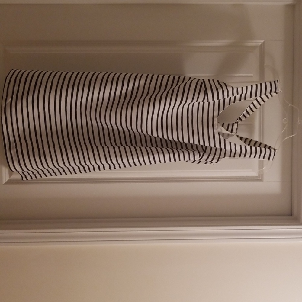Black and white stripped J crew dress.